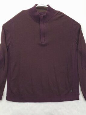 Nat Nast Sweater Mens XL Burgundy Cashmere Elbow Patch Long Sleeve 1/4 Zip